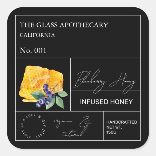 Apothecary Blueberry Infused Honey Label (Voorkant)