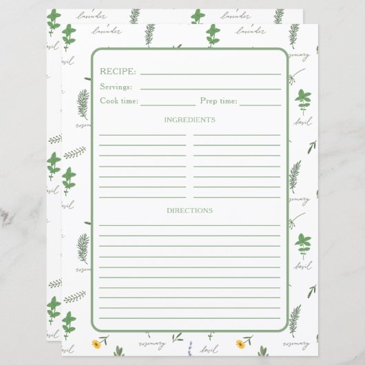 Apothecary Botanical Recipe Binder Page (Voorkant / Achterkant)