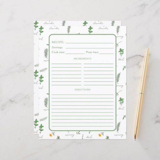 Apothecary Botanical Recipe Binder Page (Voorkant / Achterkant in situ)