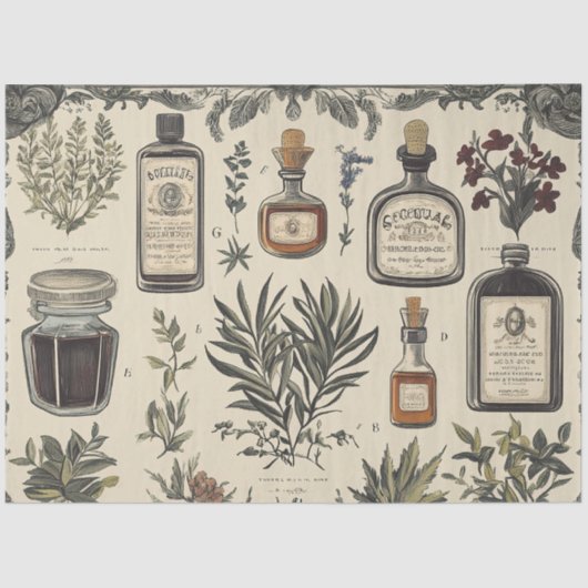  Apothecary Bottle Lables Junk Journal Tissuepapier (Voorkant)