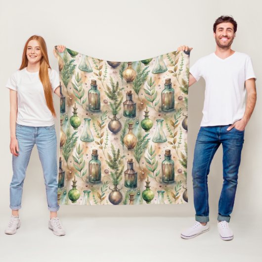  Apothecary Bottles Patroon (3) Fleece Deken (In situ)