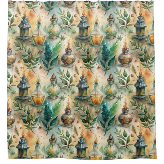  Apothecary Bottles Patroon (4) Douchegordijn (Voorkant)