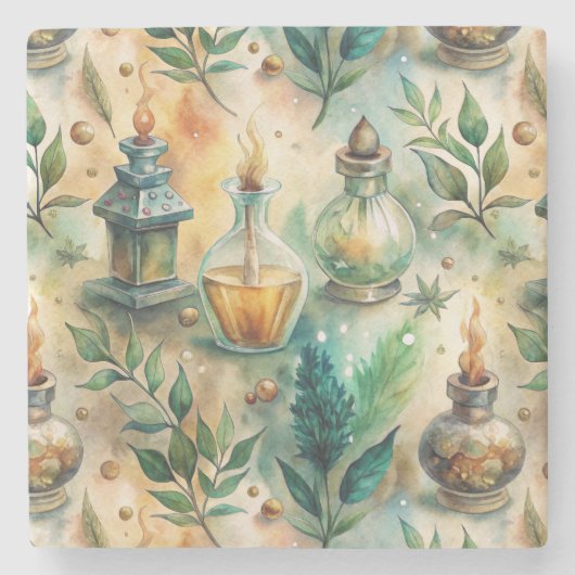  Apothecary Bottles Patroon (4) Stenen Onderzetter (Voorkant)