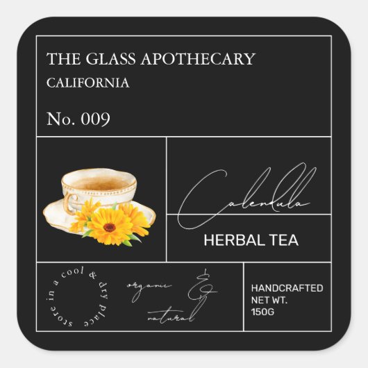 Apothecary Calendula Herbal Tea Label (Voorkant)