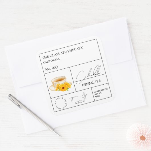 Apothecary Calendula Herbal Tea  Label (Envelop)