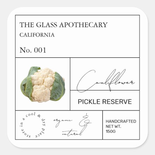 Apothecary Cauliflower Label (Voorkant)