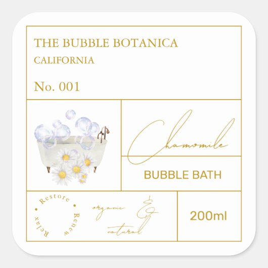 Apothecary Chamomile Bubble Bath Label (Voorkant)