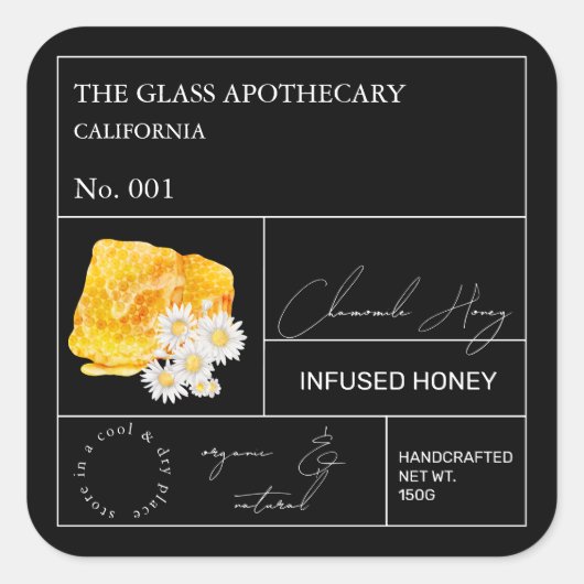 Apothecary Chamomile Infused Honey Label (Voorkant)