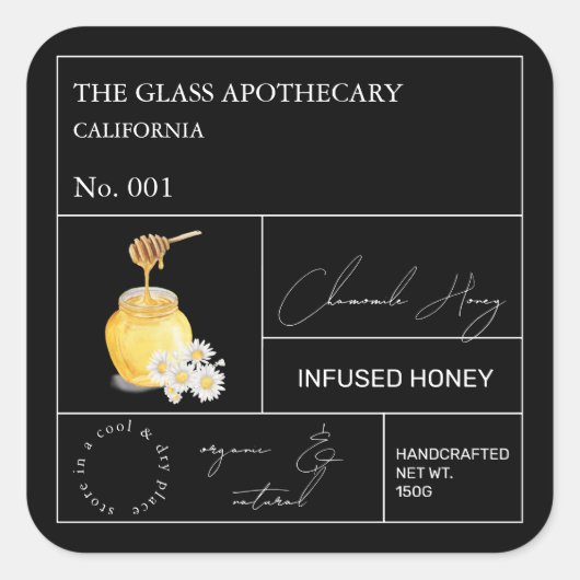 Apothecary Chamomile Infused Honey Label (Voorkant)