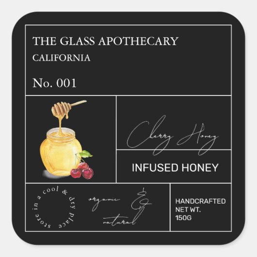 Apothecary Cherry Infused Honey Label (Voorkant)