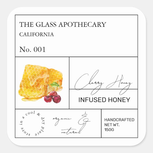 Apothecary Cherry Infused Honey Label (Voorkant)