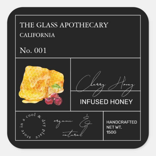 Apothecary Cherry Infused Honey Label (Voorkant)