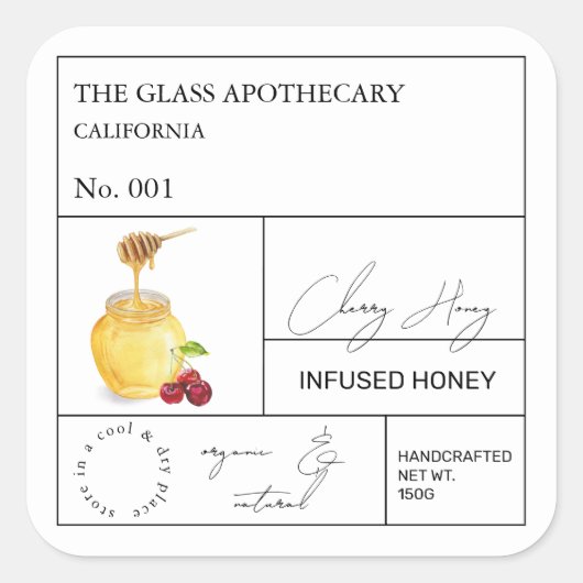 Apothecary Cherry Infused Honey Label (Voorkant)