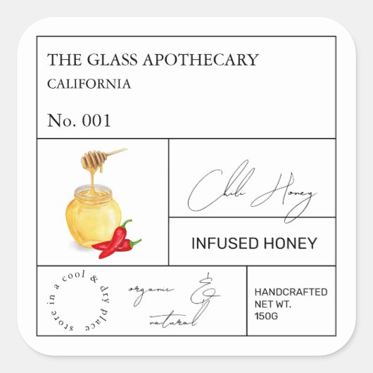 Apothecary Chili Infused Honey Label (Voorkant)