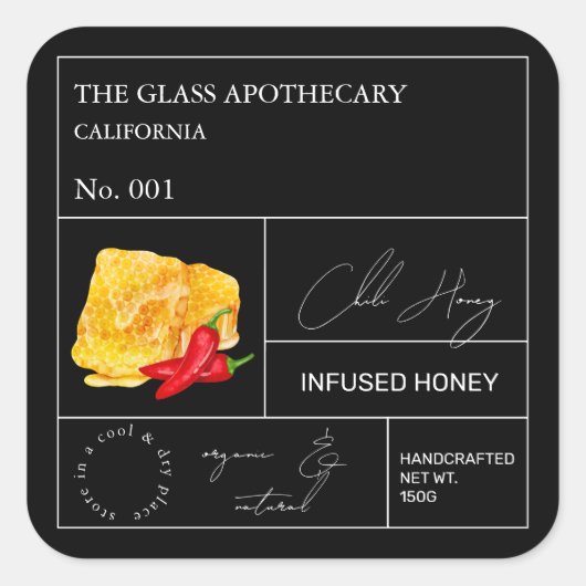 Apothecary Chili Infused Honey Label (Voorkant)