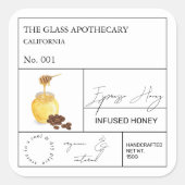 Apothecary Coffee Espresso Geïnfundeerd Honing Lab Vierkante Sticker (Voorkant)