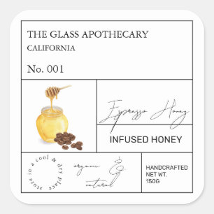 Apothecary Coffee Espresso Geïnfundeerd Honing Lab Vierkante Sticker