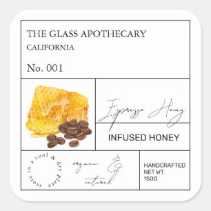 Apothecary Coffee Espresso Geïnfundeerd Honing Lab Vierkante Sticker