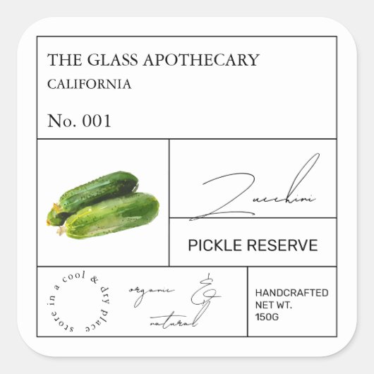 Apothecary courgette label (Voorkant)