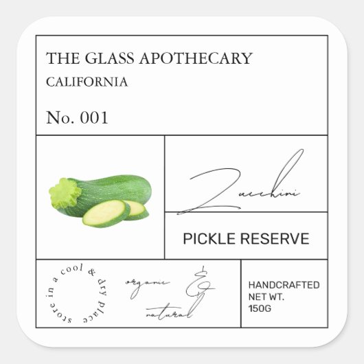 Apothecary courgette label (Voorkant)