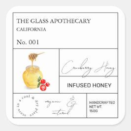 Apothecary Cranberry Infused Honey Label