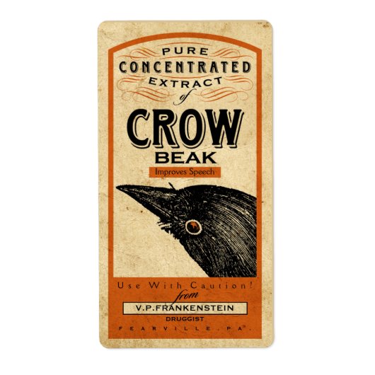  APOTHECARY CROW BEAK | HALLOEEN ETIKET (Voorkant)