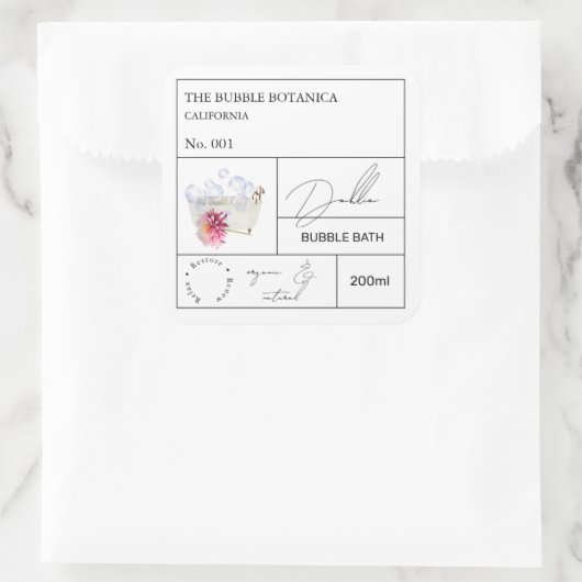 Apothecary Dahlia Bubble Bath Label (Tas)