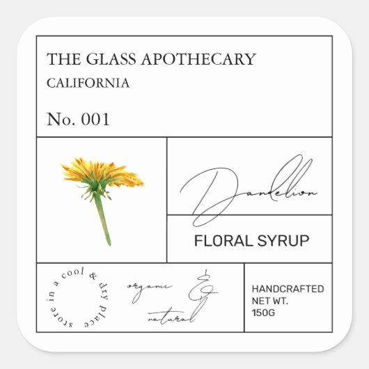 Apothecary Dandelion Label (Voorkant)