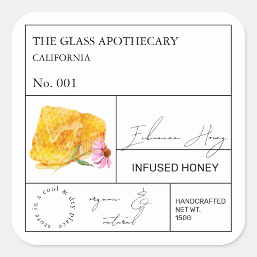 Apothecary Echinacea Infused Honey Label (Voorkant)