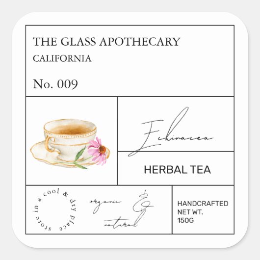 Apothecary Echinacea Kruidenthee Label (Voorkant)