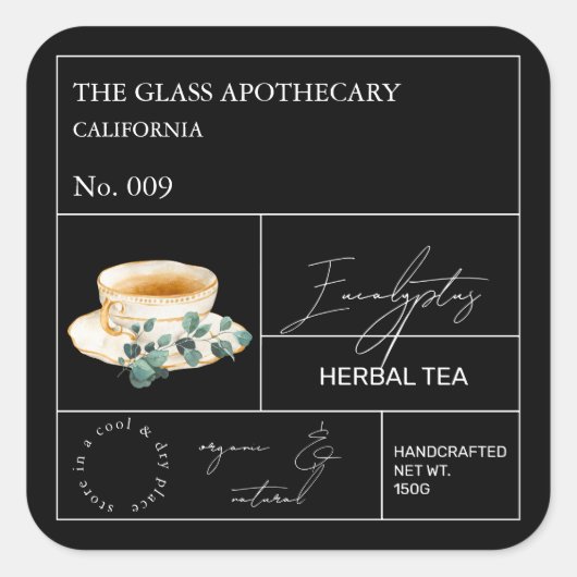 Apothecary Eucalyptus Herbal Tea Label (Voorkant)