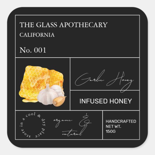 Apothecary Garlic Infused Honey Label (Voorkant)
