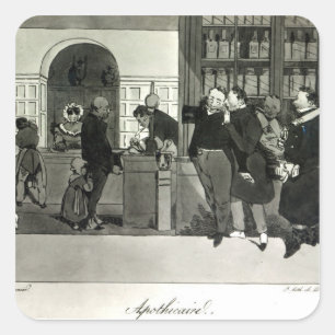 Apothecary, gegraveerd door Delpech Vierkante Sticker