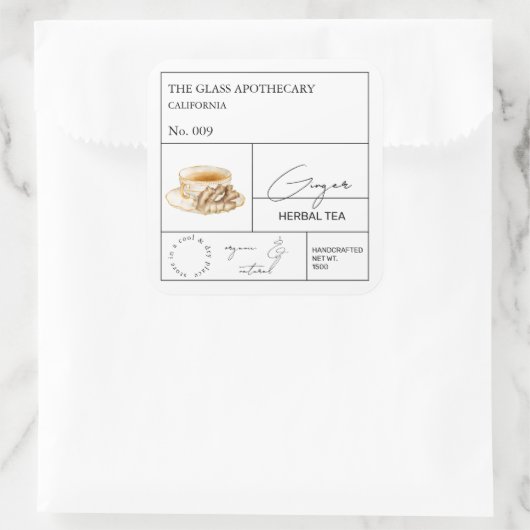 Apothecary Ginger Root Herbal Tea Label (Tas)