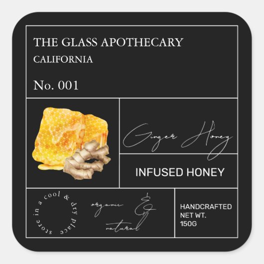 Apothecary Ginger Root Infused Honey Label (Voorkant)
