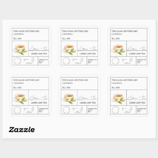 Apothecary Green Tea Loose Leaf Tea Label (Vel)