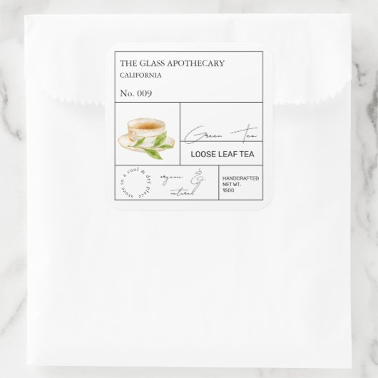 Apothecary Green Tea Loose Leaf Tea  Label (Tas)