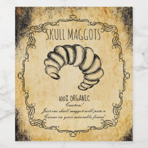 Apothecary halloween  Skull maggot Wijn Etiket