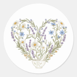 Apothecary Heart Herbal Bouquet Ronde Sticker
