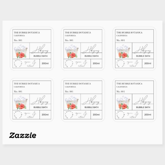 Apothecary Hibiscus Bubble Bath Label (Vel)