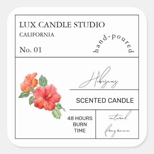 Apothecary Hibiscus geurkaars label (Voorkant)