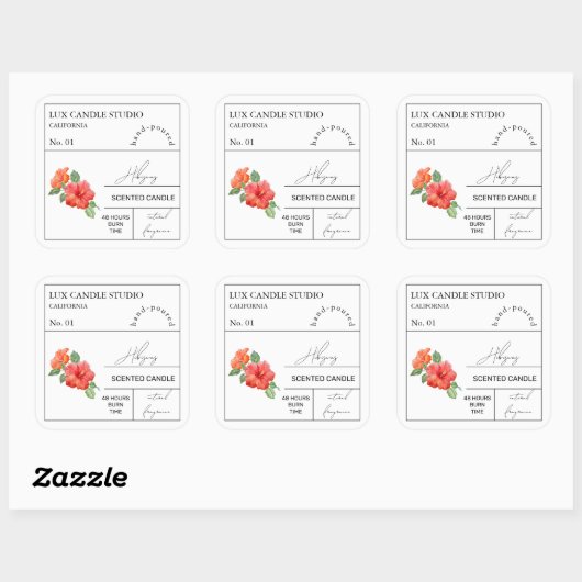 Apothecary Hibiscus geurkaars label (Vel)