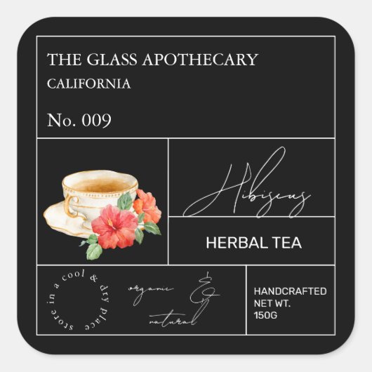 Apothecary Hibiscus Herbal Tea  Label (Voorkant)