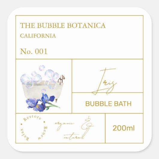 Apothecary Iris Bubble Bath Label (Voorkant)