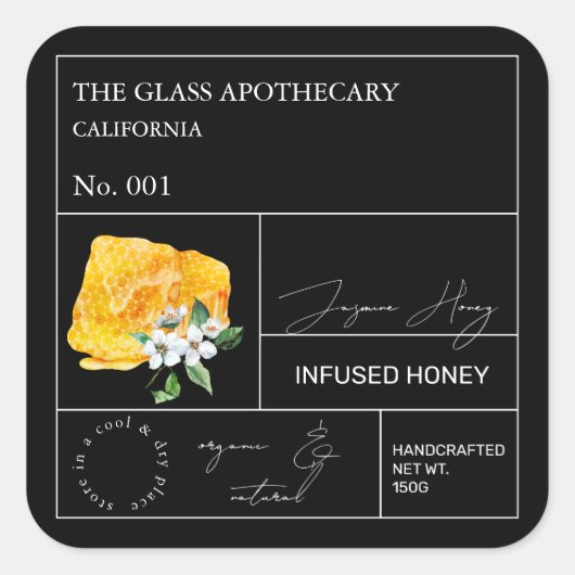Apothecary Jasmine Infused Honey Label (Voorkant)