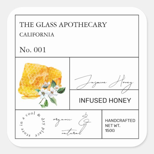 Apothecary Jasmine Infused Honey Label (Voorkant)