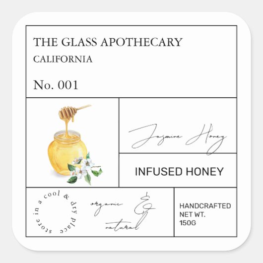 Apothecary Jasmine Infused Honey Label (Voorkant)