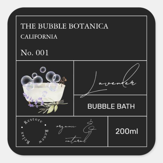 Apothecary Lavender Bubble Bath Label (Voorkant)