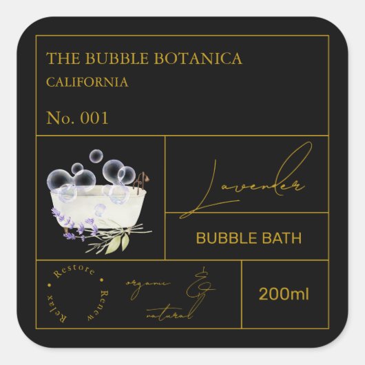 Apothecary Lavender Bubble Bath Label (Voorkant)
