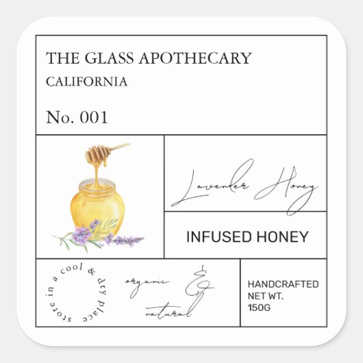 Apothecary Lavender Infused Honey Label (Voorkant)